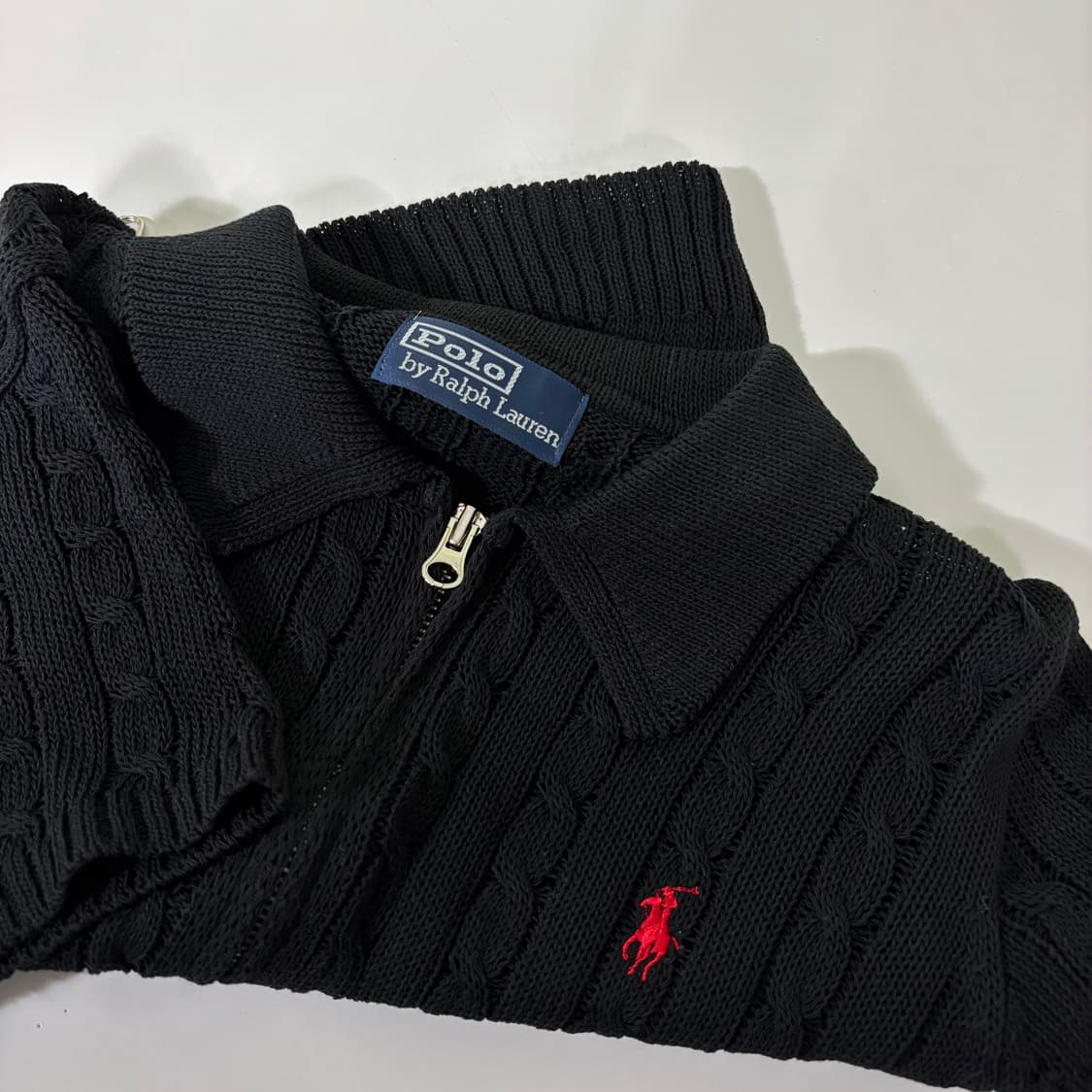 우먼S-M 폴로 랄프로렌 블랙 꽈배기 투웨이 시스루 크롭 니트집업 상품이미지4