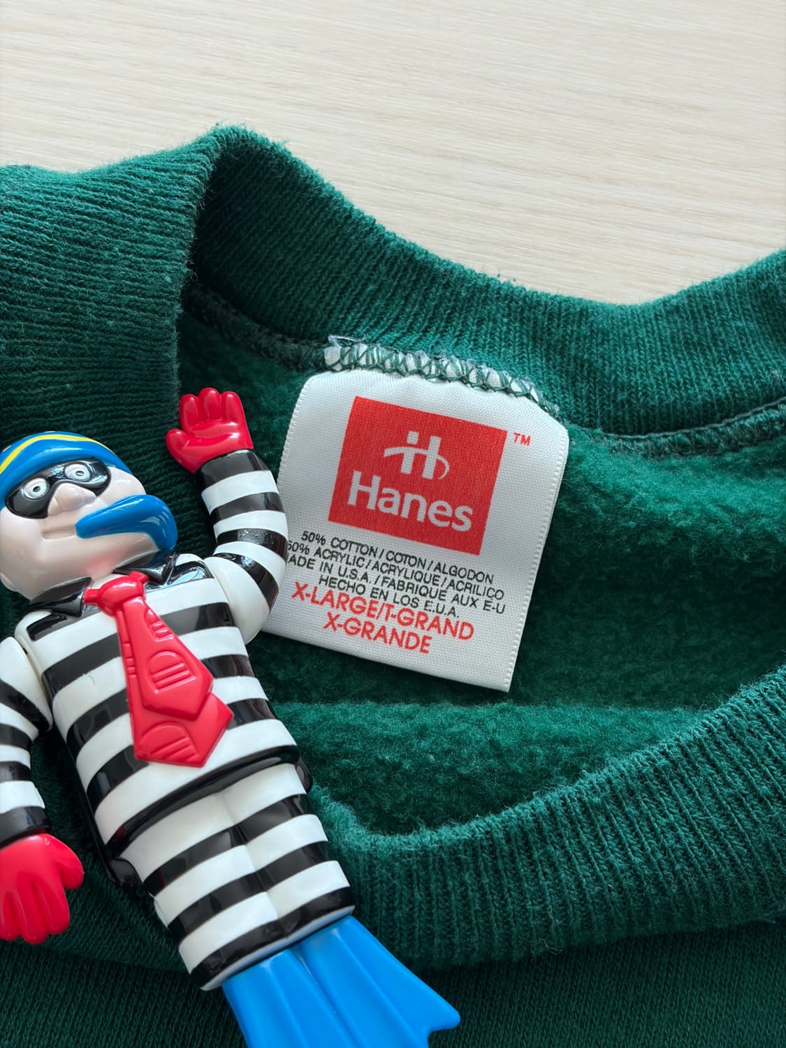 90s Hanes 헤인즈 레글런 플레인 딥그린 스웻 XL (103) 상품이미지3