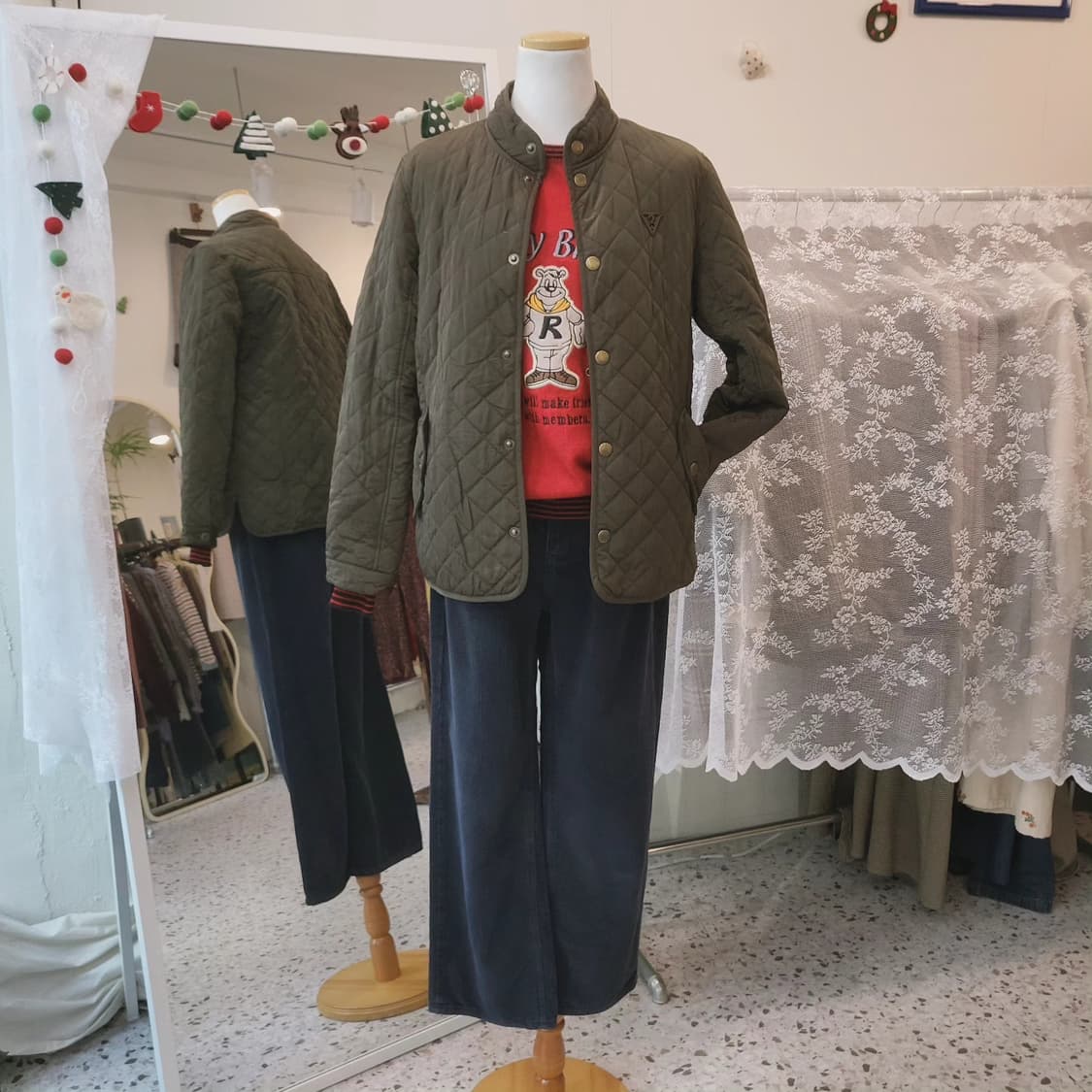 Guess jeans 카키 경량패딩 여성 퀼팅 자켓  상품이미지10