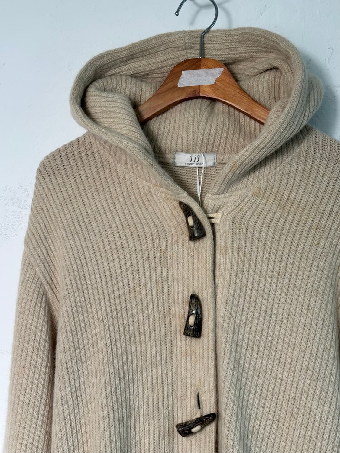 오트밀 니트 후드 코트 상품이미지7