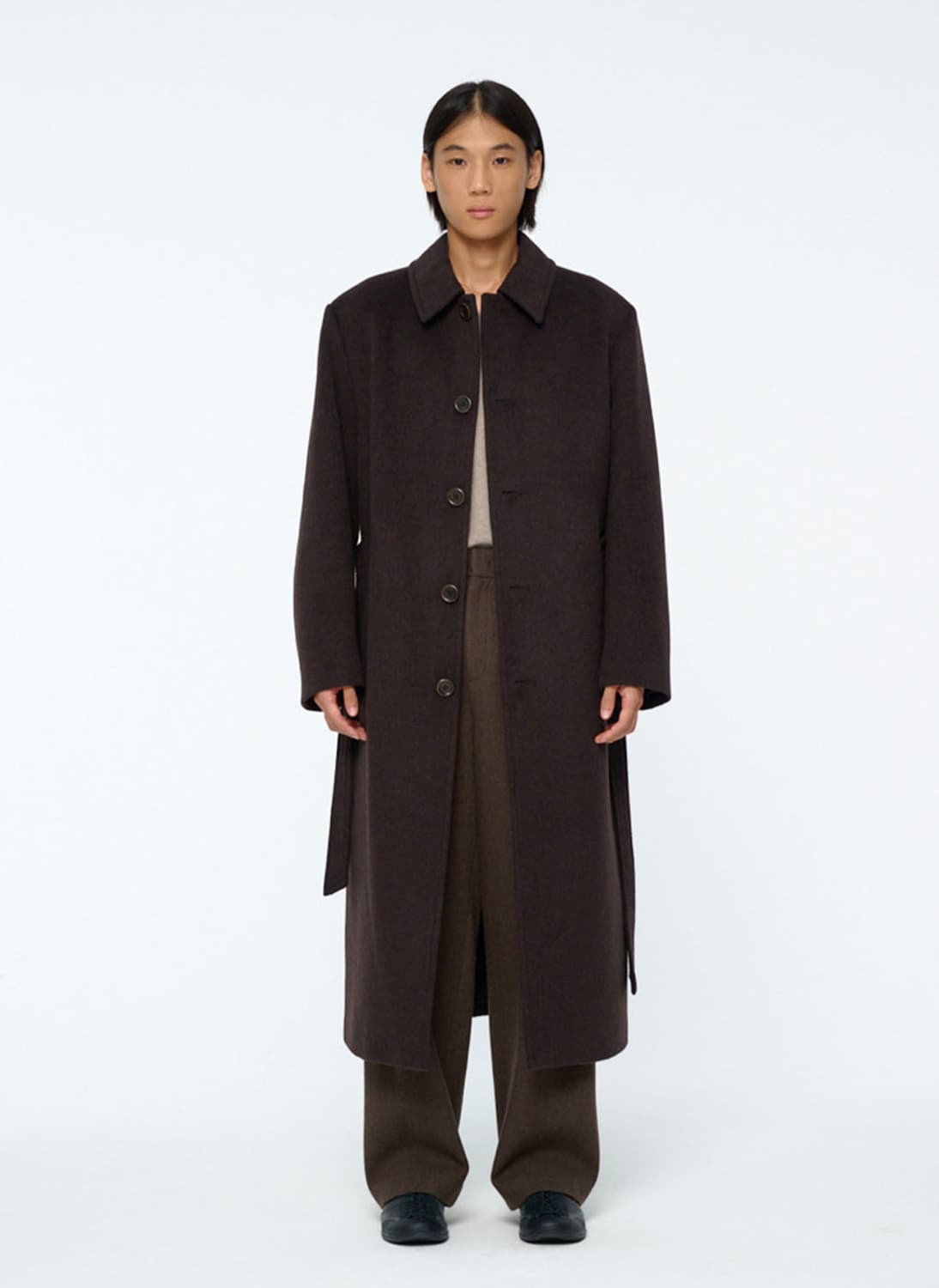 [판매] 아모멘토 25FW 싱글브레스티드 코트 다크브라운 L(새상품) 상품이미지1