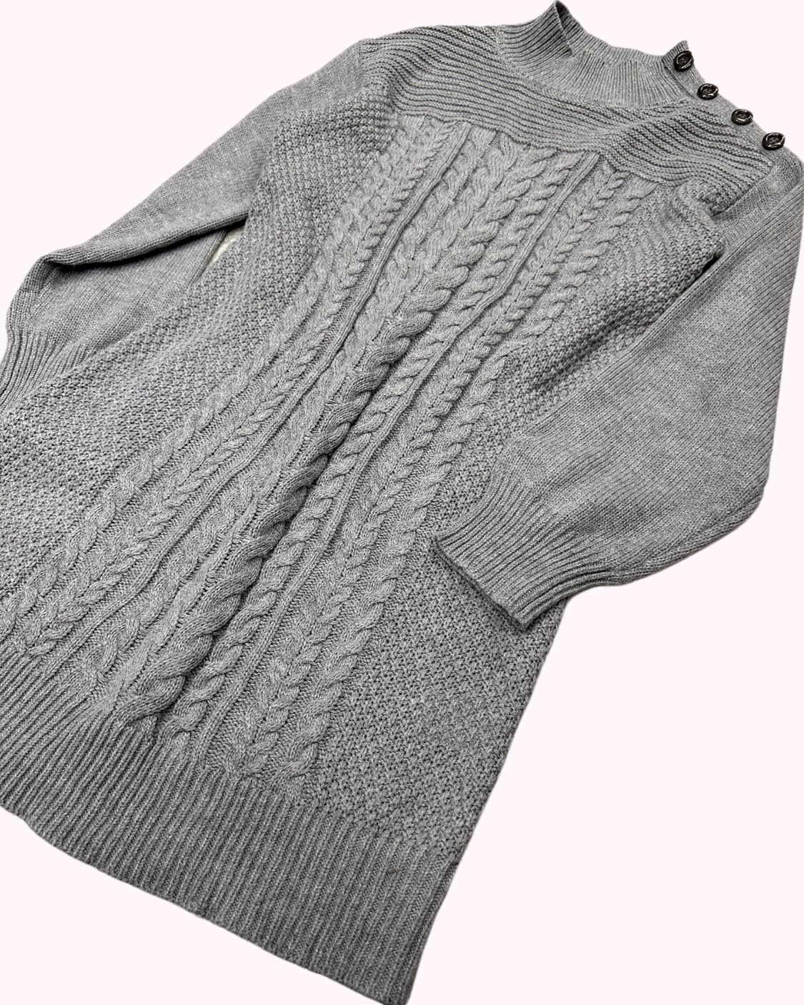 button detail grey knit dress 상품이미지3