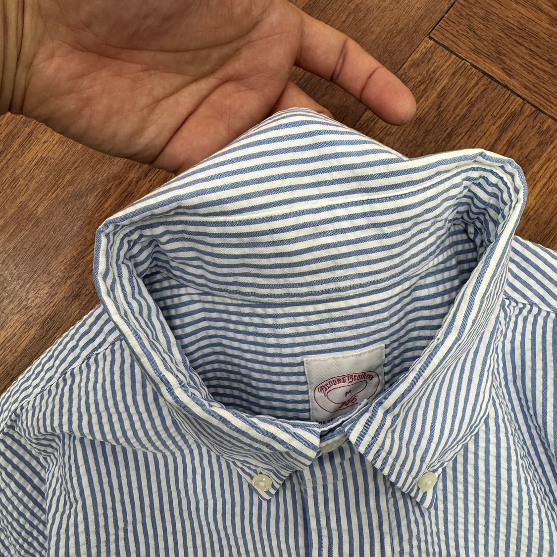 M(100) 브룩스브라더스 시어서커 스트라이프 남방 셔츠  상품이미지4