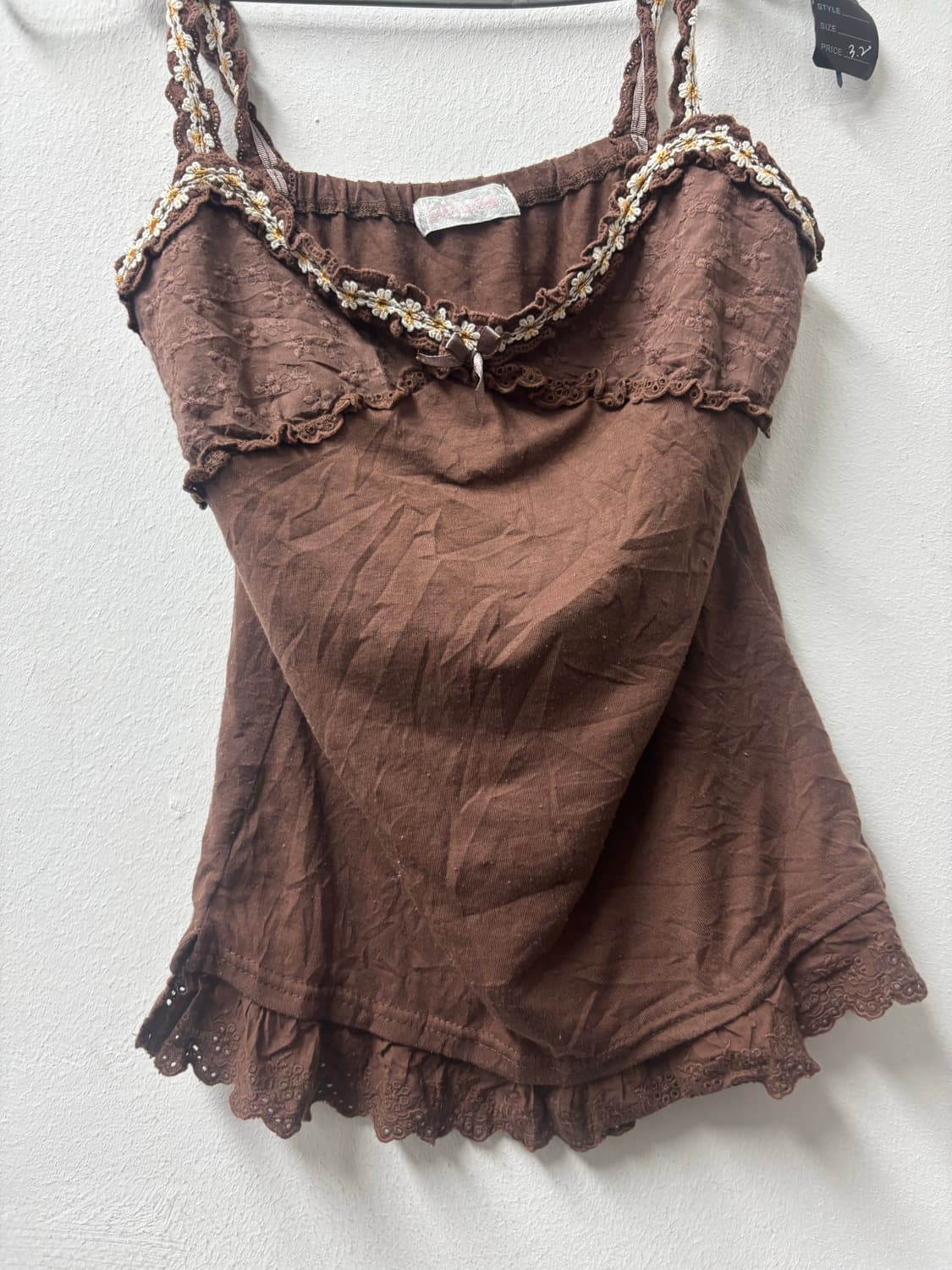 리즈리사 브라운 플라워 리본 슬리브리스 상품이미지3