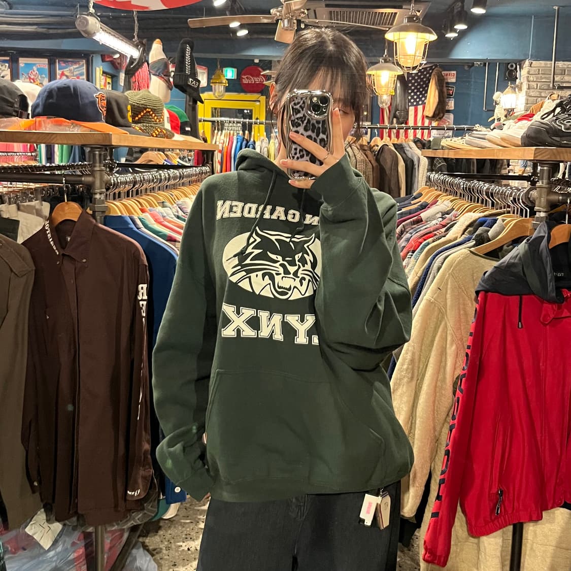 GILDAN Lynx로고 그린 후드티 상품이미지2