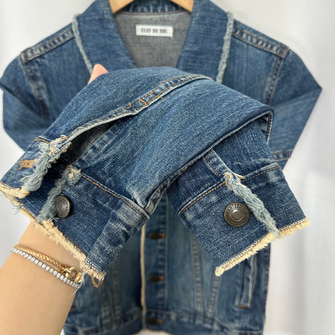  CLEF DE SOL 여자 면 데님 청자켓 M (44추천) 상품이미지3