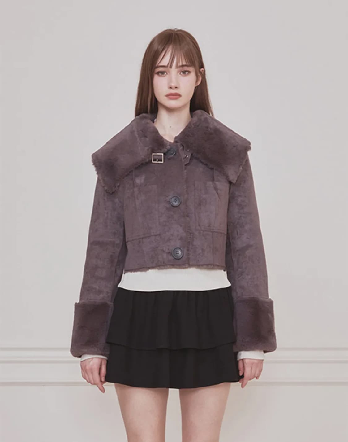 낫유어로즈 리버시블 세일러 무스탕 차콜 상품이미지1