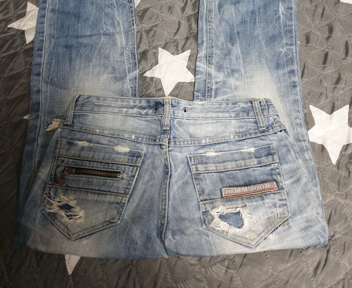 O`S JSANS 로우라이즈 Y2K 디스트로이드 데님팬츠 (30) 상품이미지3