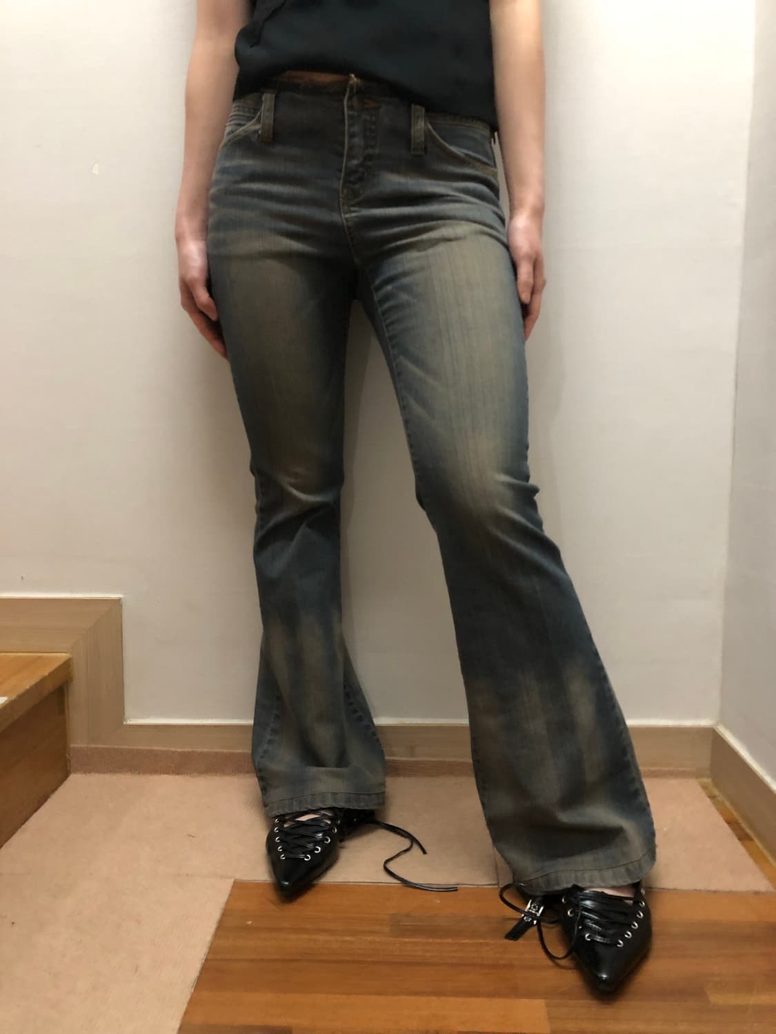 빈티지 데님 워싱 로우라이즈 팬츠 상품이미지3