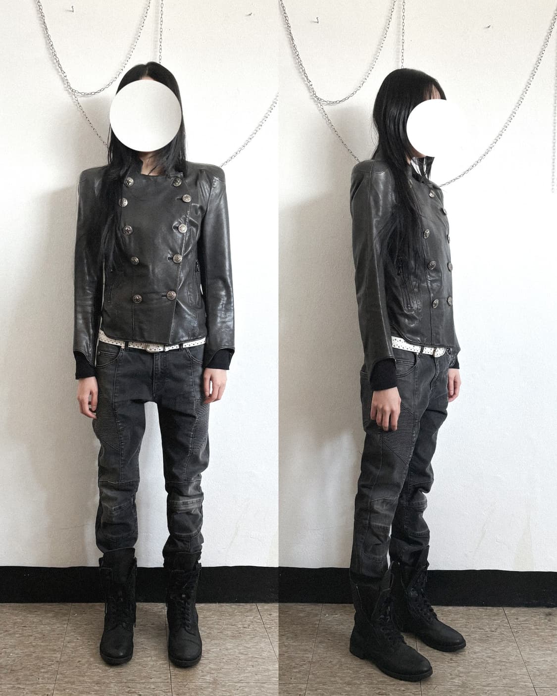 TIME 나폴레옹 실버버튼 크롭컷 램스킨 자켓 상품이미지1