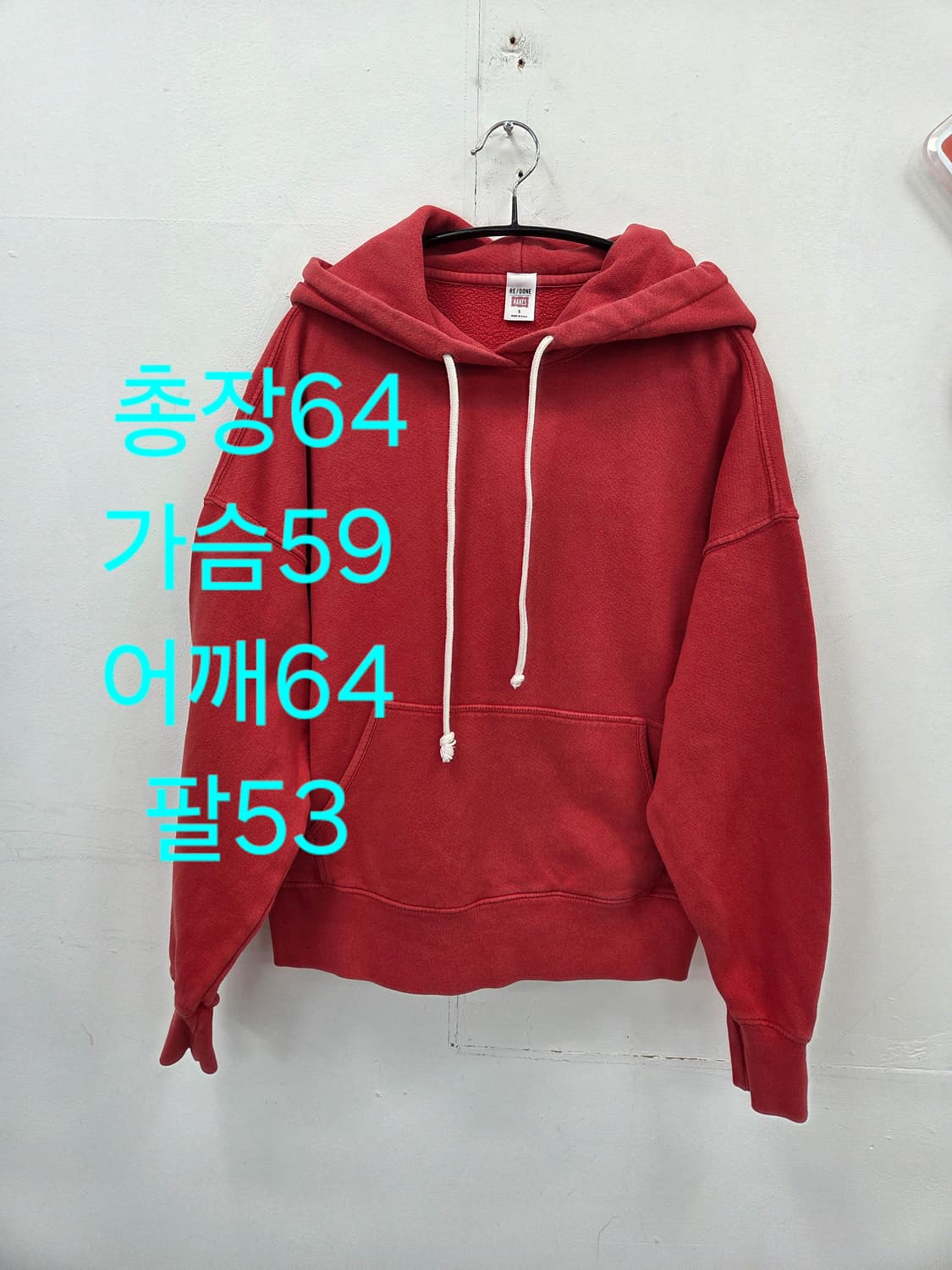 S RE/DONE HANES 리던 헤인즈 레드 후드 여성후드 상품이미지1