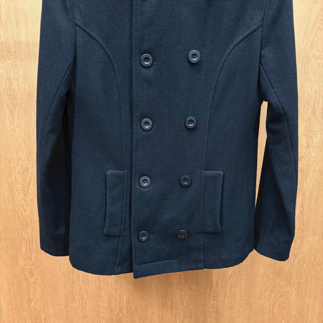 버버리 블랙 라벨 더블 브레스트 후드 피코트 퍼 안감 포켓 디테일 블랙 상품이미지5