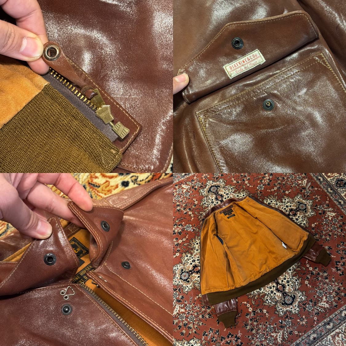 디아프바인 A-2 말가죽 자켓 브라운 (S) 상품이미지6