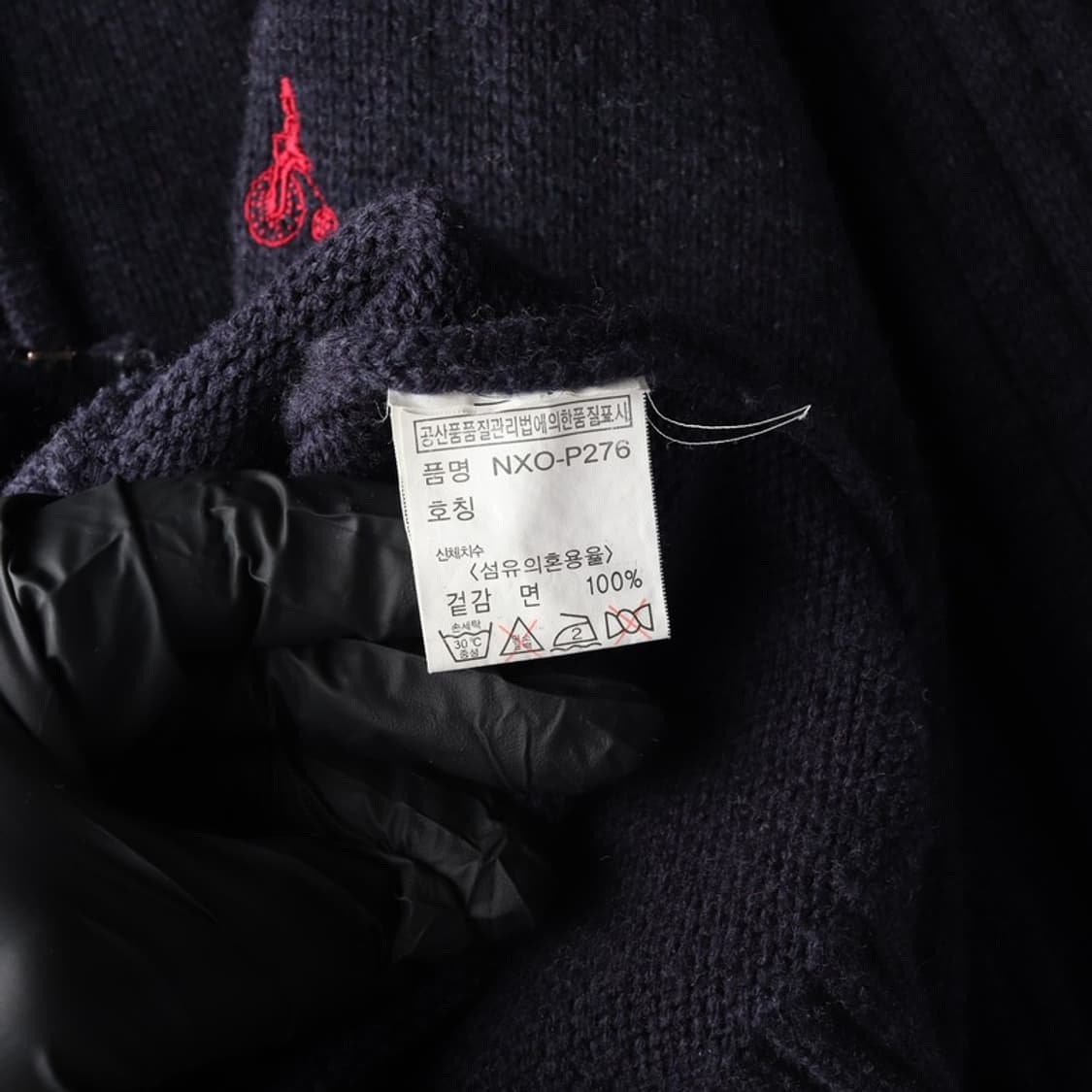 빈폴 코튼 숄더 체크 배색 니트 집업 가디건 XL 상품이미지6