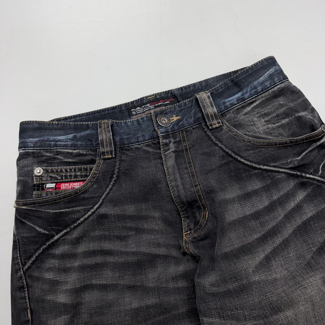 FUBU 후부 워싱 흑청 힙합 올드스쿨 와이드 데님팬츠 상품이미지4