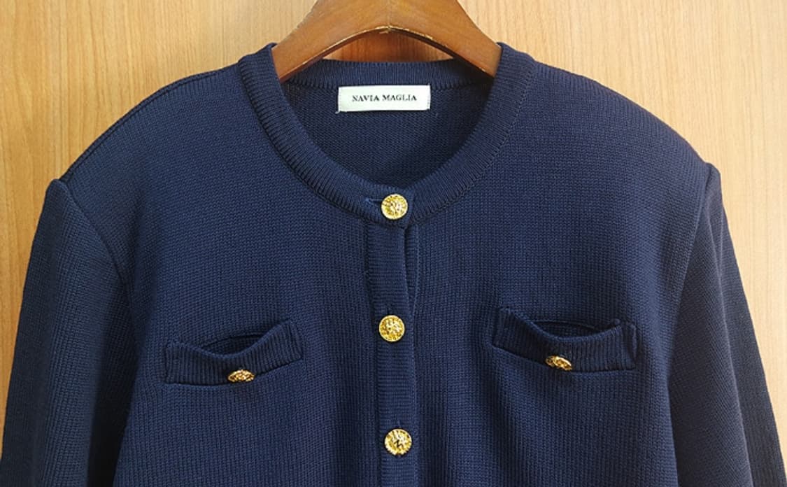 navia maglia  울100%네이비 크롭 니트자켓 상품이미지2