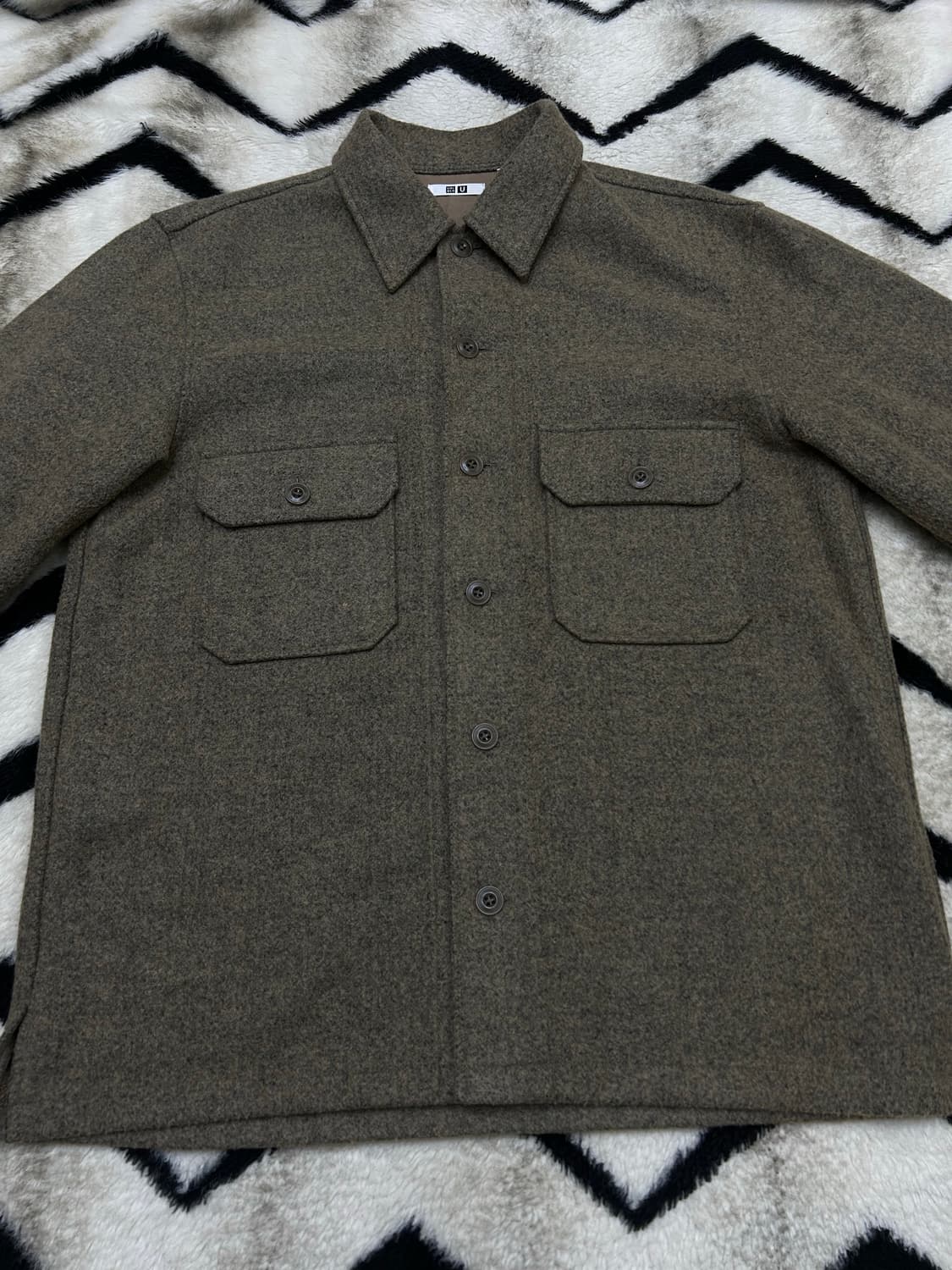 [L]유니클로U 투포켓 울 블렌드 셔츠 자켓 상품이미지3