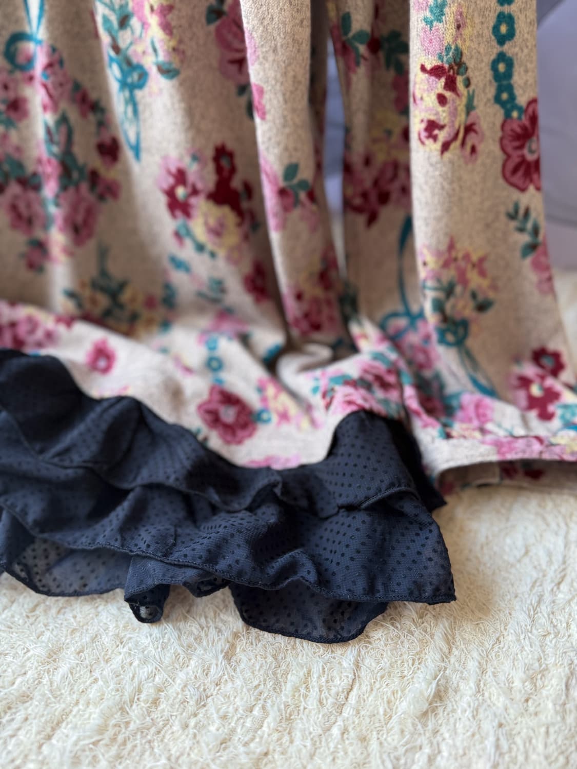 Floral Dot Lace Long T-shirt 0140 상품이미지3