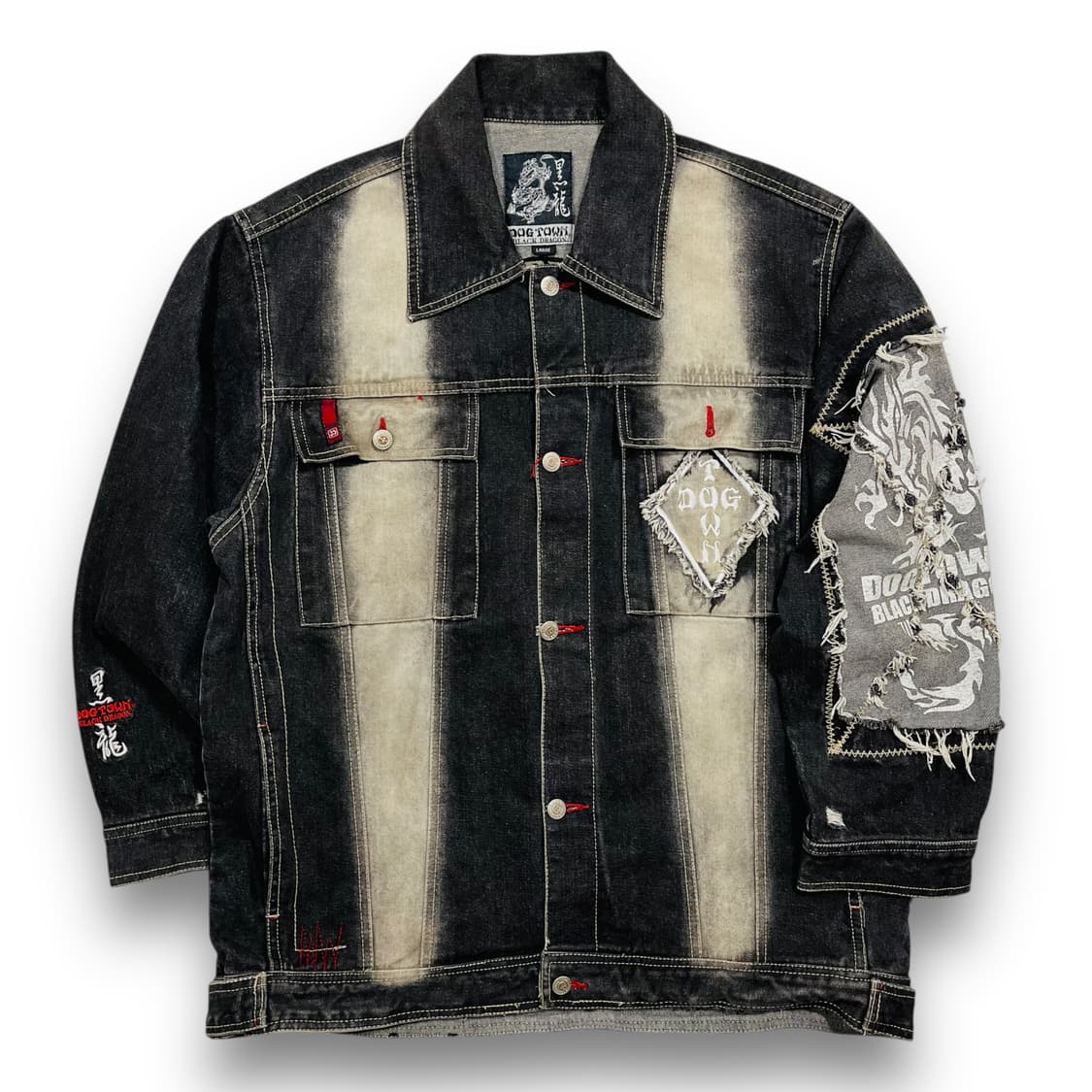 도그타운 90s 블랙드래곤 워시드 더블 라인 흑청자켓 상품이미지1