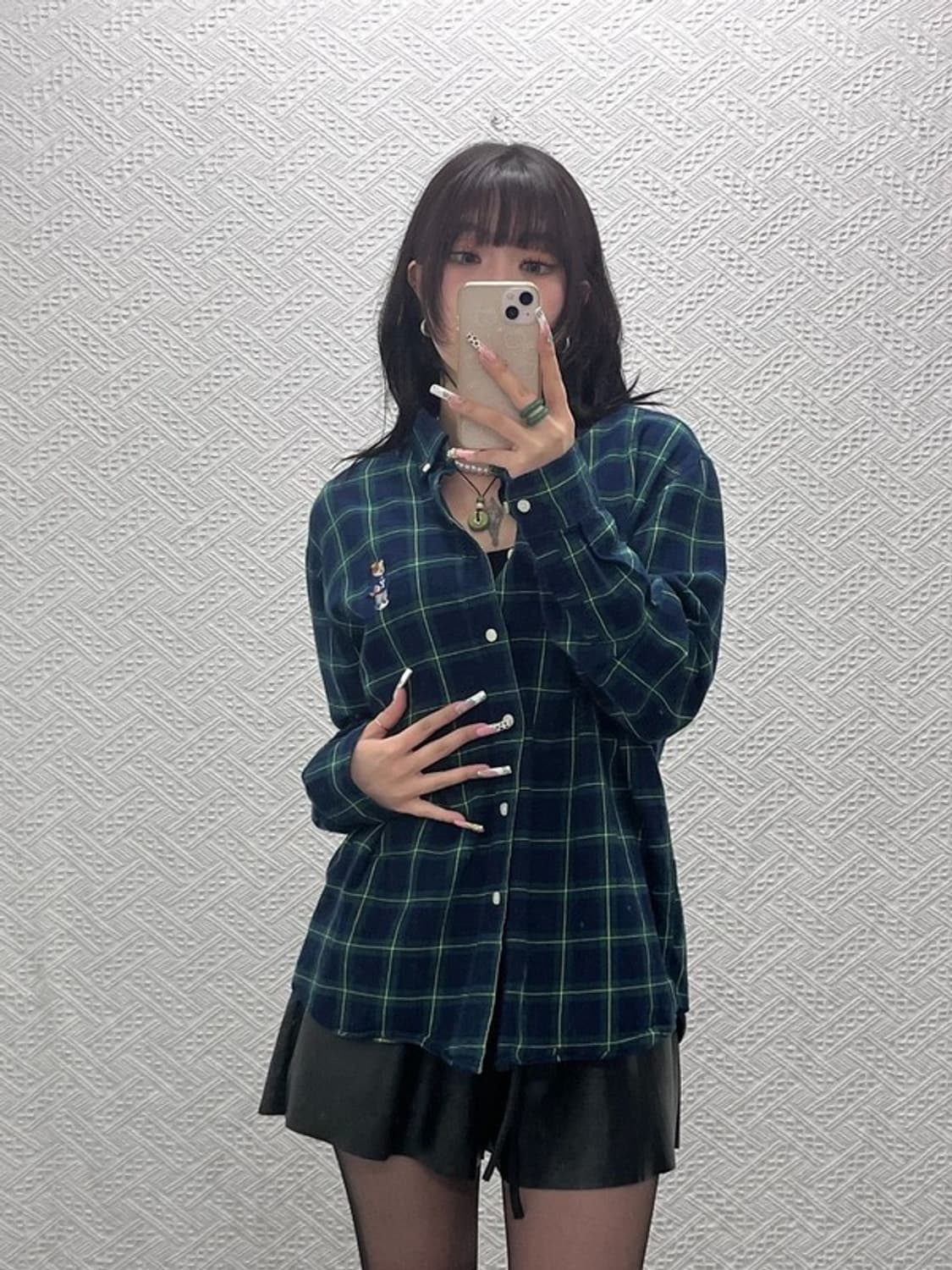 예일 빈티지 키치 베어자수 컨트리 딥그린 체크 셔츠 L C11264 상품이미지1
