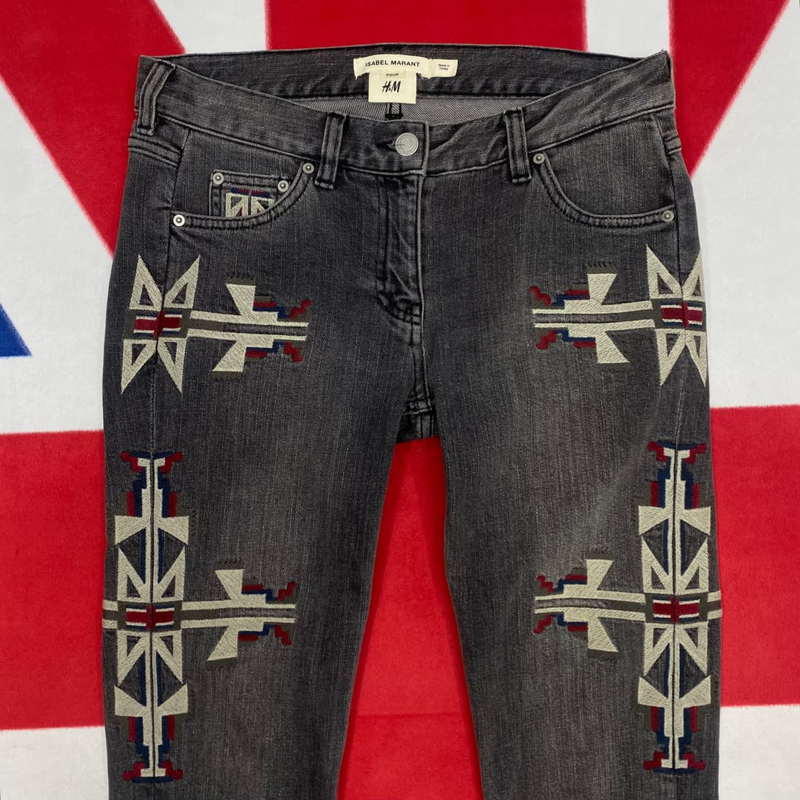 H&M x이자벨마랑 자수패턴 데님팬츠 실측 26-27 상품이미지2