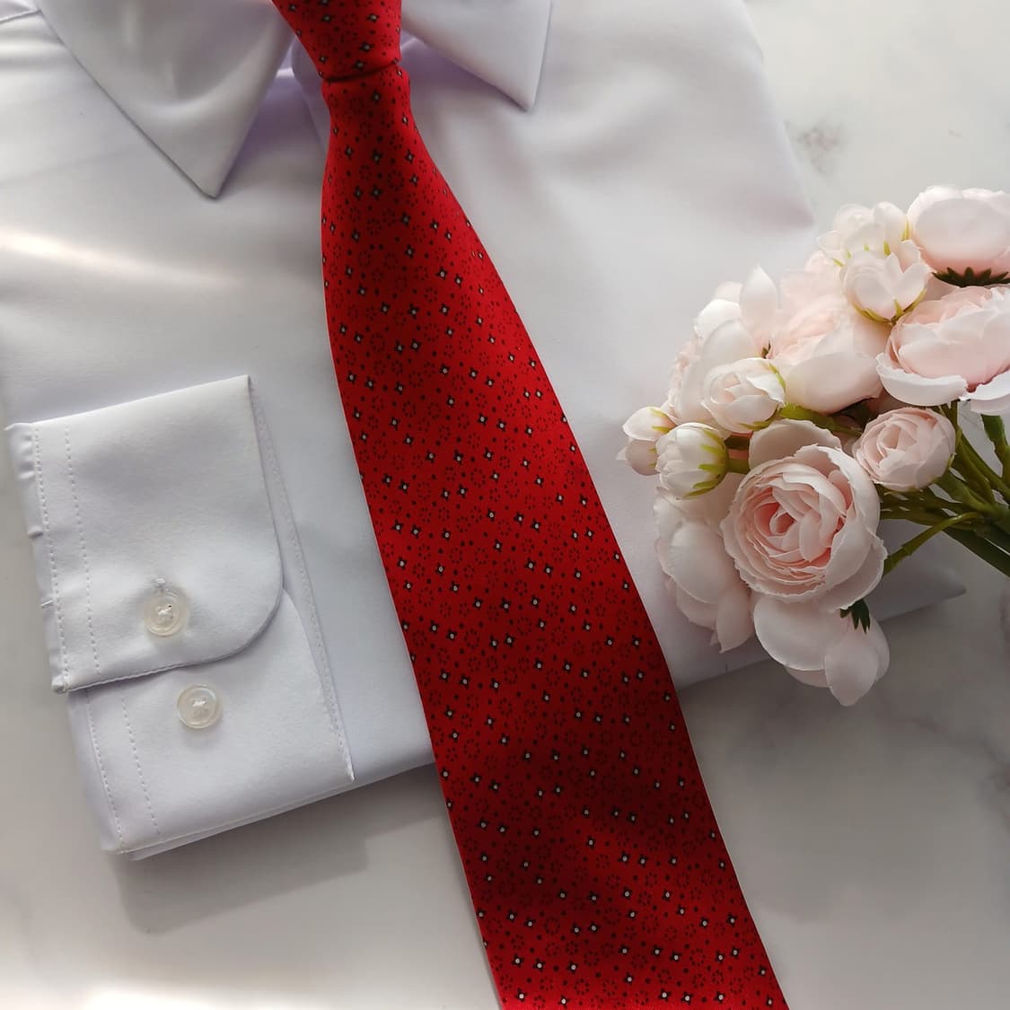 에르메스 실크 레드 자카드 패턴 넥타이 9.1cm B등급  A18755
 상품이미지5