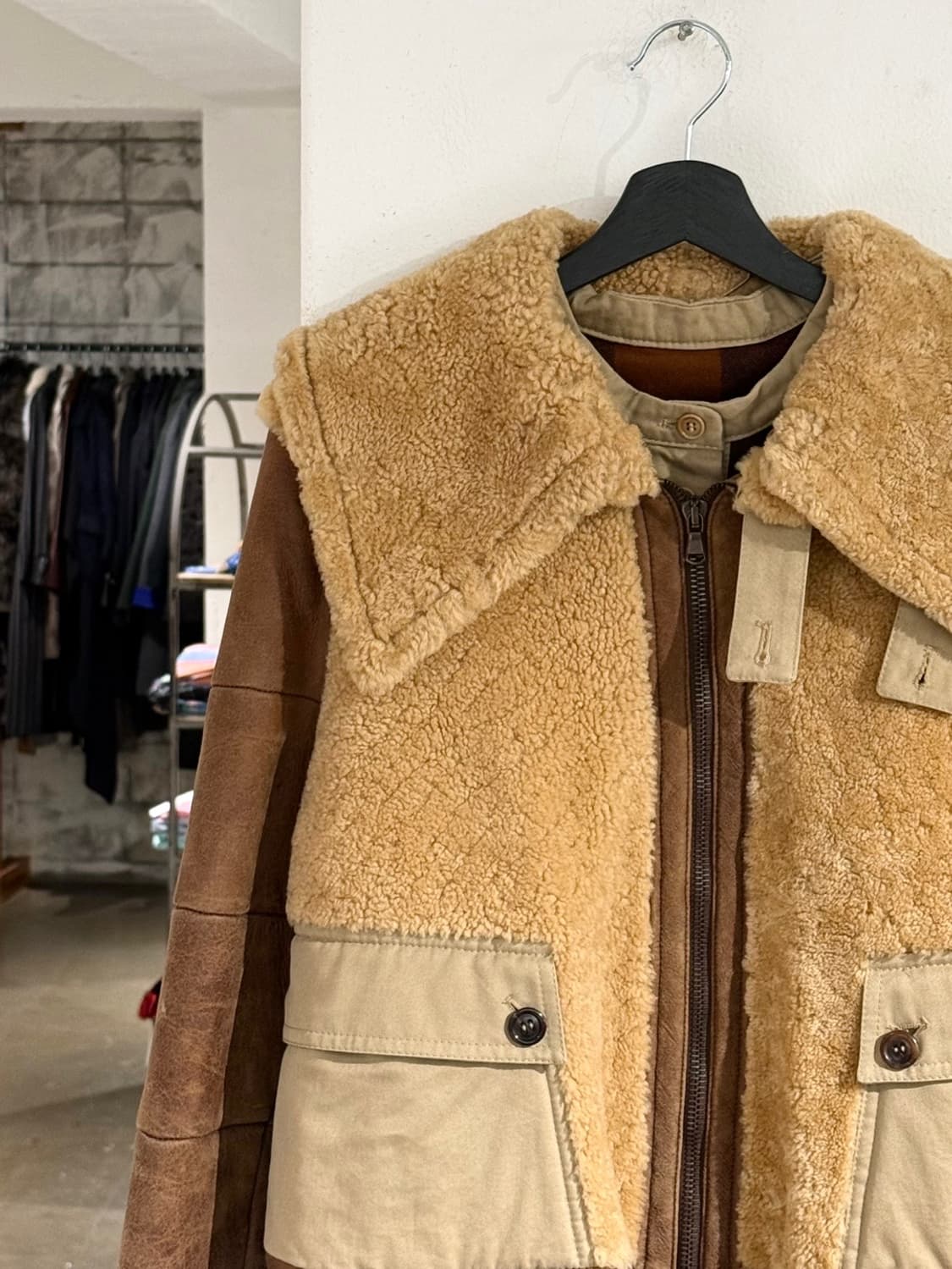 인트렌드 브라운 리얼레더 시어링 무스탕 자켓 상품이미지2