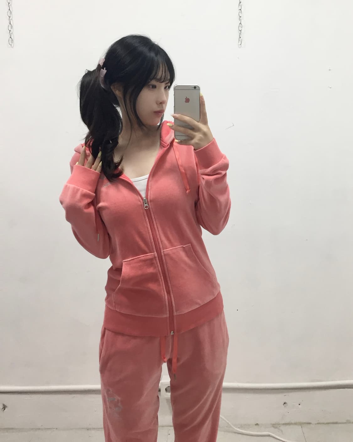 [PUMA] 퓨마 갸루 벨벳 코랄핑크 후드집업 셋업 상품이미지1