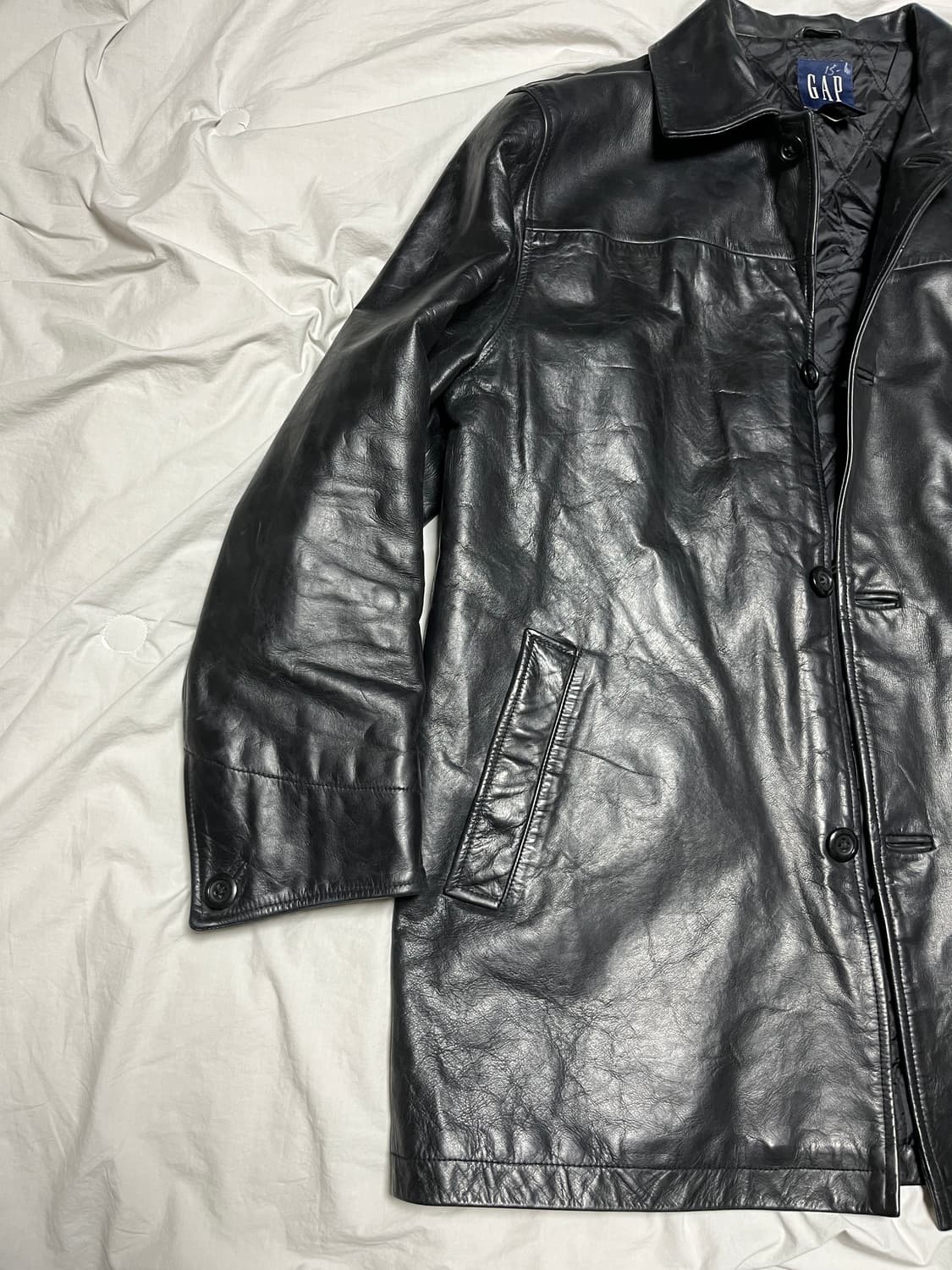 [L] GAP 올드 갭 레더 카코트 블랙 상품이미지2