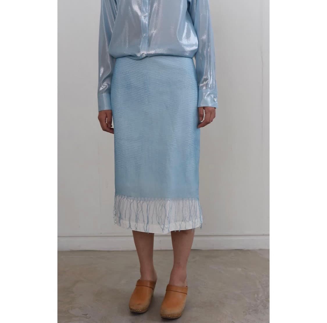 Teak hand-dyeing fringe skirt 상품이미지1