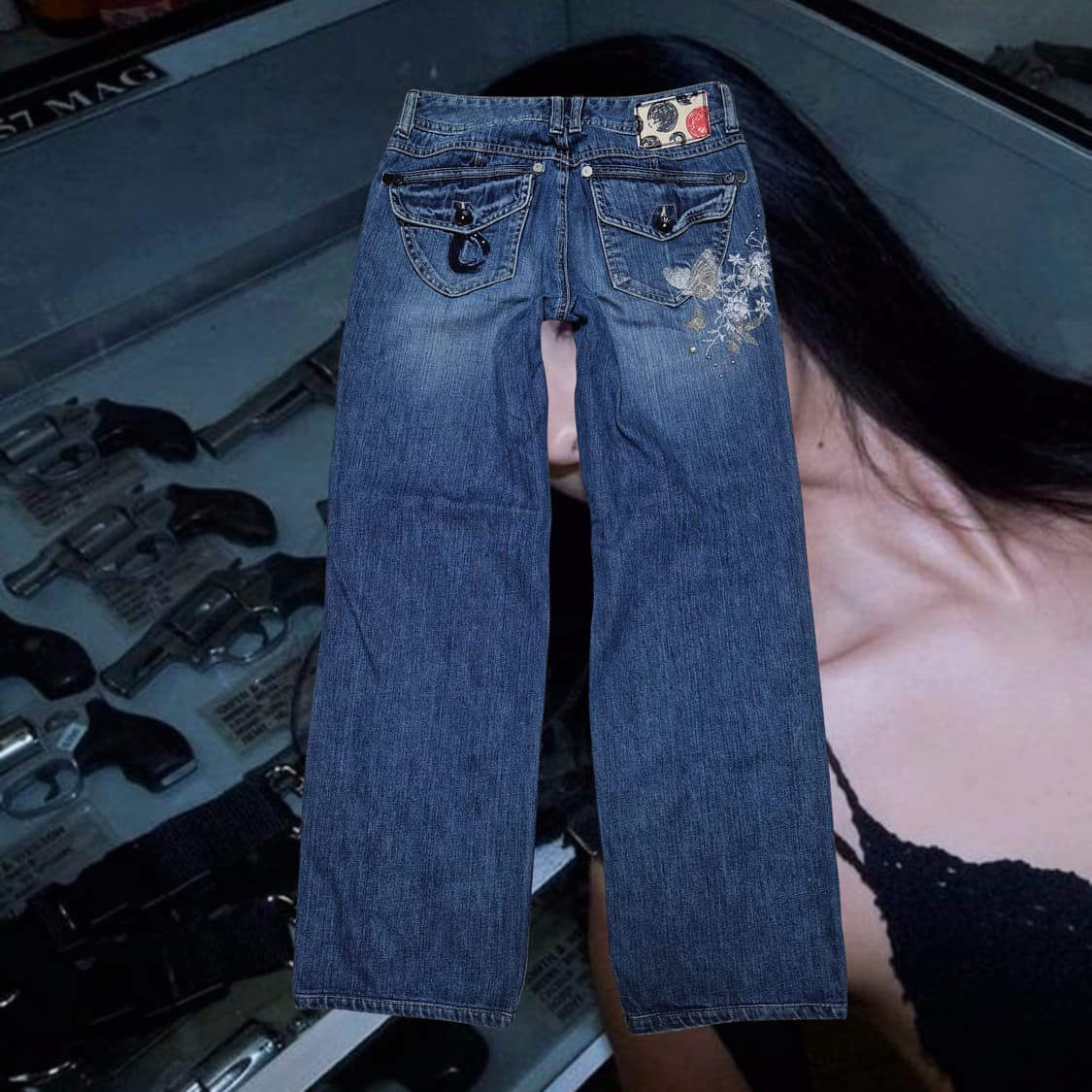 Vintage y2k Butterfly wide denim Jean 상품이미지2