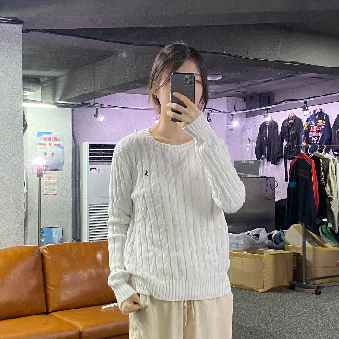 폴로 랄프로렌 화이트 꽈배기 니트 B2358 상품이미지1