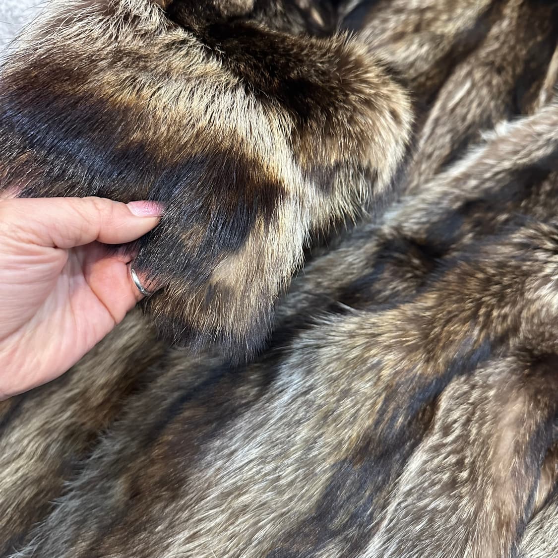 빈티지 브라운 믹스컬러 사가폭스 퍼자켓L 상품이미지5