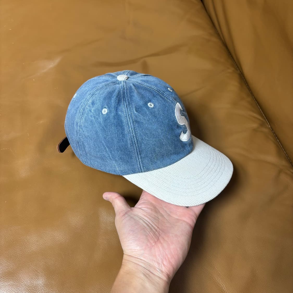 Supreme 슈프림 워시드 투톤 데님 S로고 6패널 볼캡 모자 상품이미지3