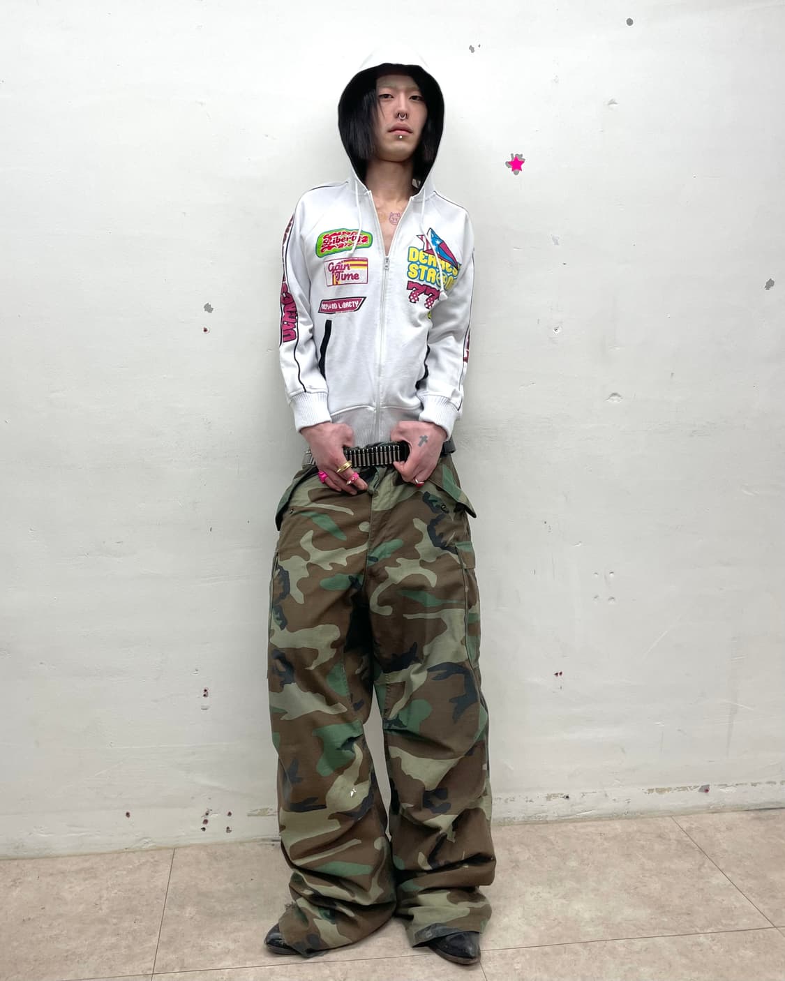 Retro Strawberry Multi-White Hooded Zip 상품이미지10