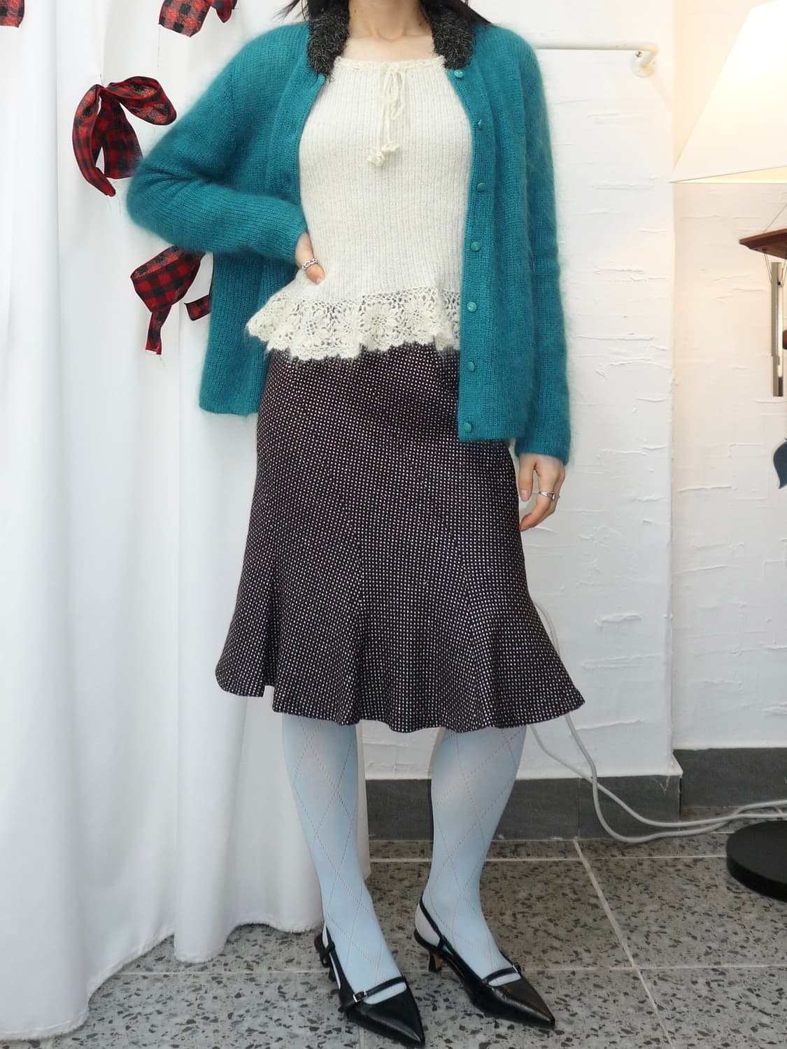 Teal whisper fur cardigan 상품이미지5
