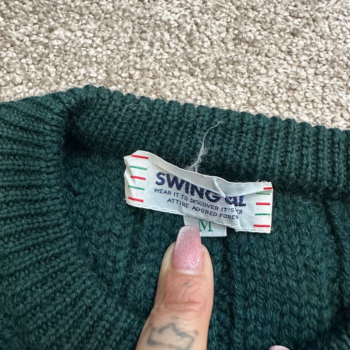 빈티지 그린 피셔맨 꽤배기 니트M 상품이미지3