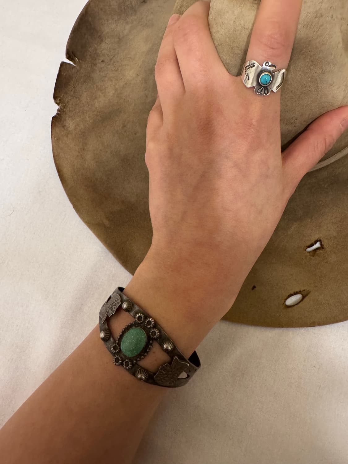 40s vintage turquoise indian silver cuff 상품이미지3