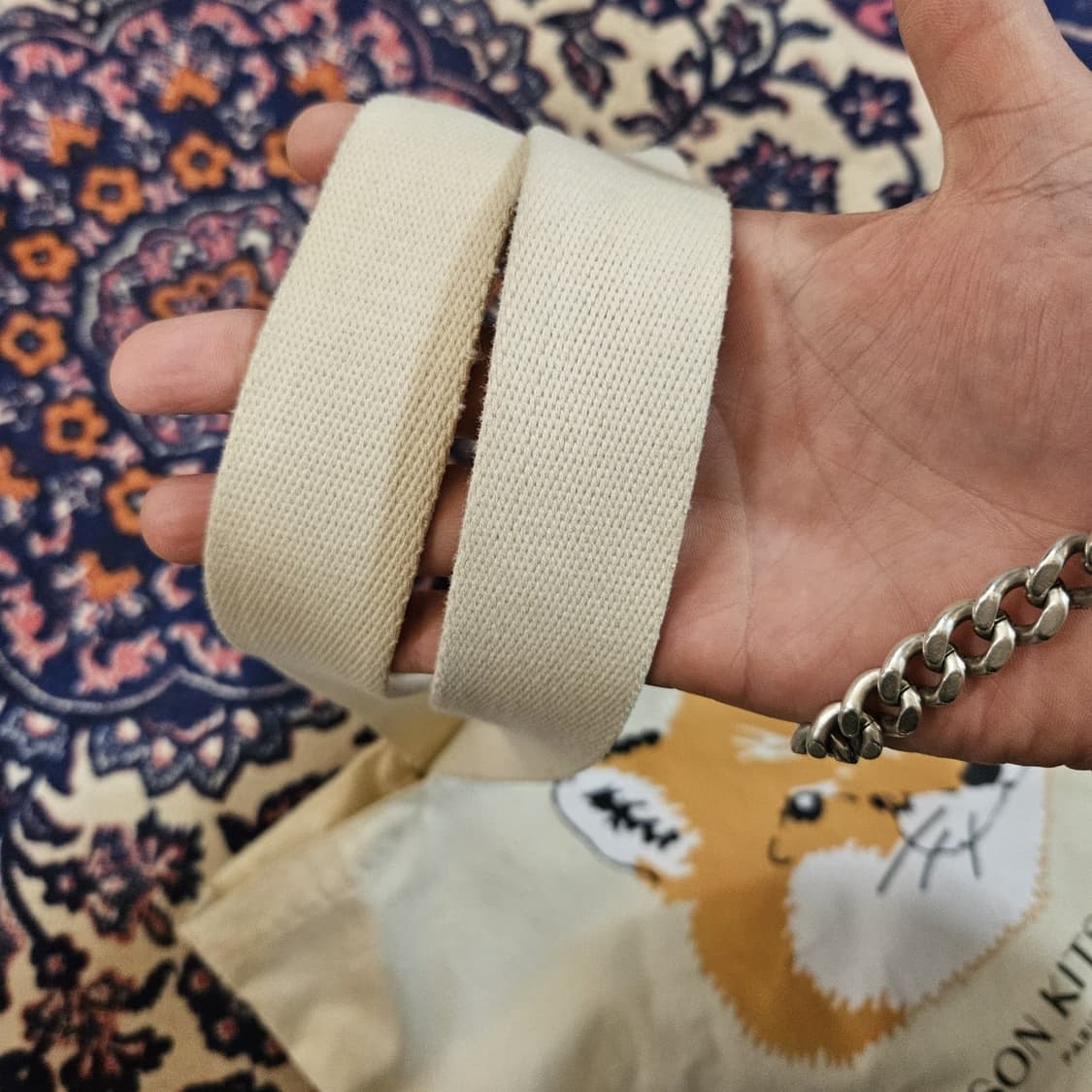 메종키츠네 폭스헤드 토트백 에크루 상품이미지4