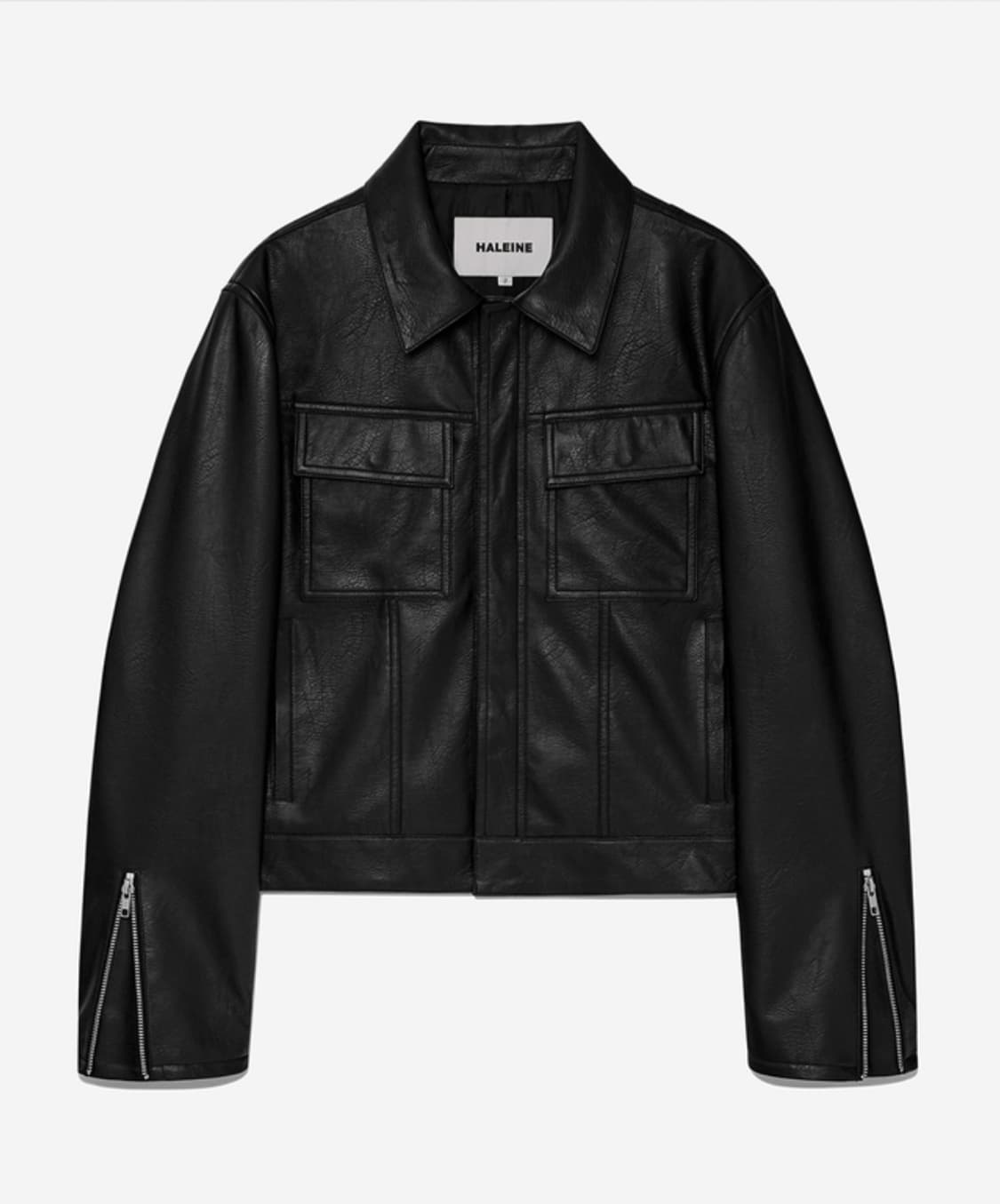 알렌느 TRUCKER FAUX LEATHER JACKET 블랙 2사이즈 상품이미지2