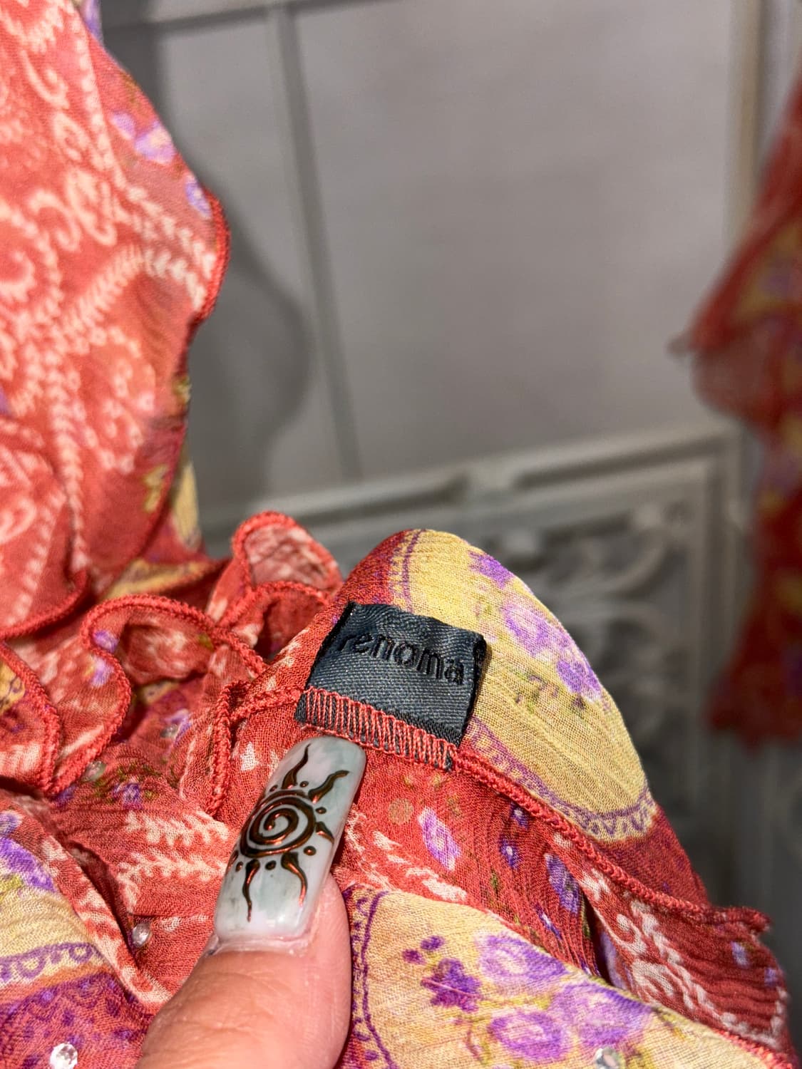 Renoma coral bohemian floral silk scarf 상품이미지5