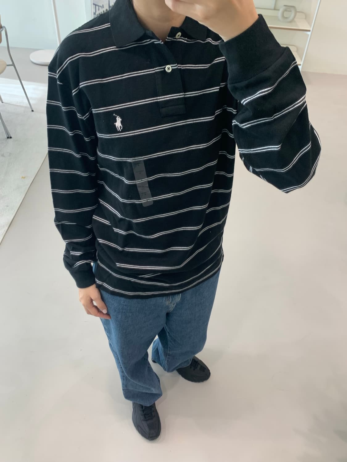 폴로 랄프로렌 스트라이프 긴팔 카라티 블랙 S,M,L 상품이미지2