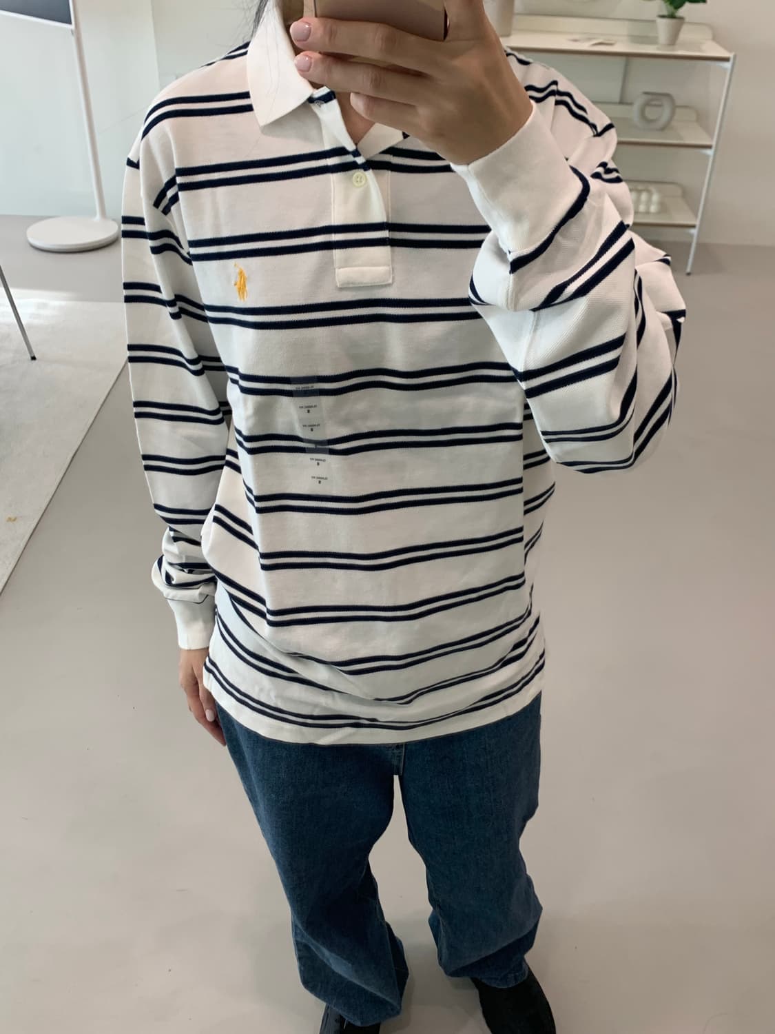 폴로 랄프로렌 스트라이프 긴팔 카라티 화이트 S,M,L 상품이미지1