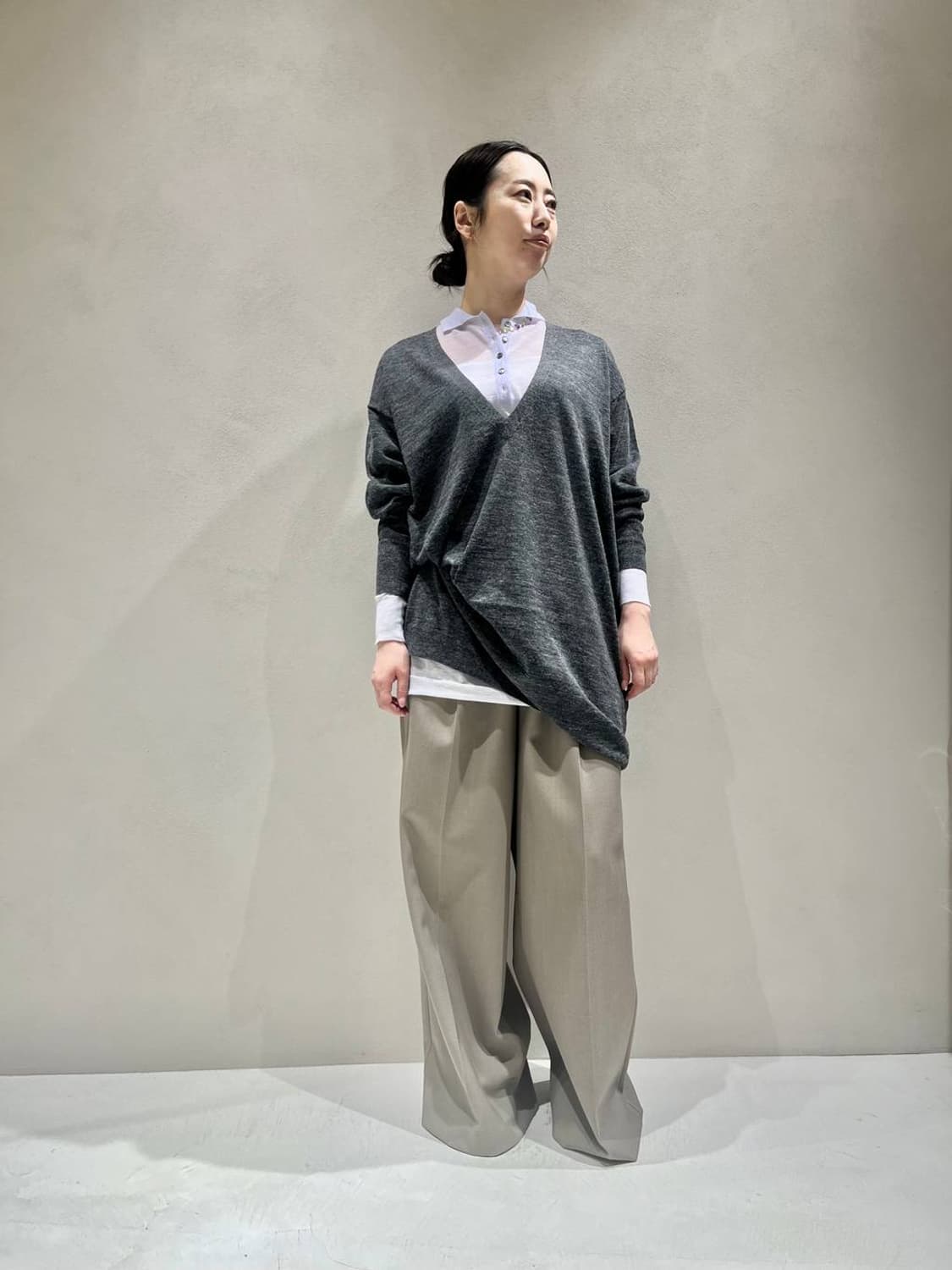 Brill 드레프 V넥 루즈핏 울 니트 튜닉 (FREE) 상품이미지3