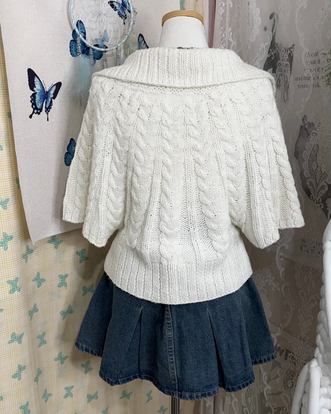 아이보리 꽈배기 케이프 니트 가디건 상품이미지5