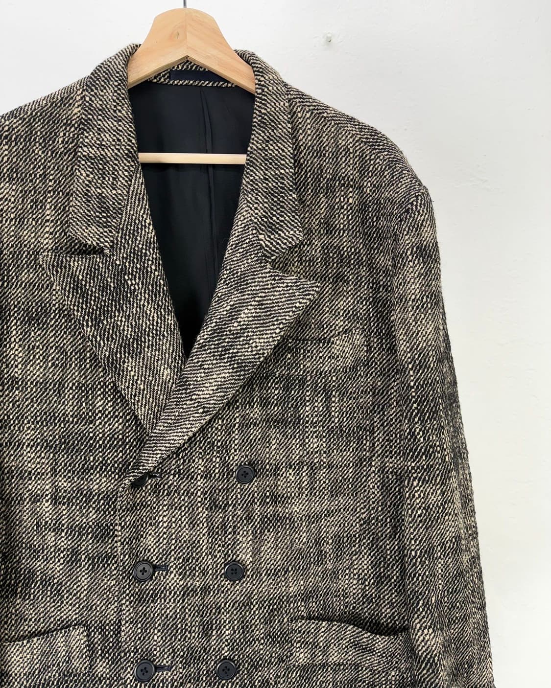 요지야마모토 포 맨 트위드 샤기 더블 브레스티드 울 자켓 상품이미지3