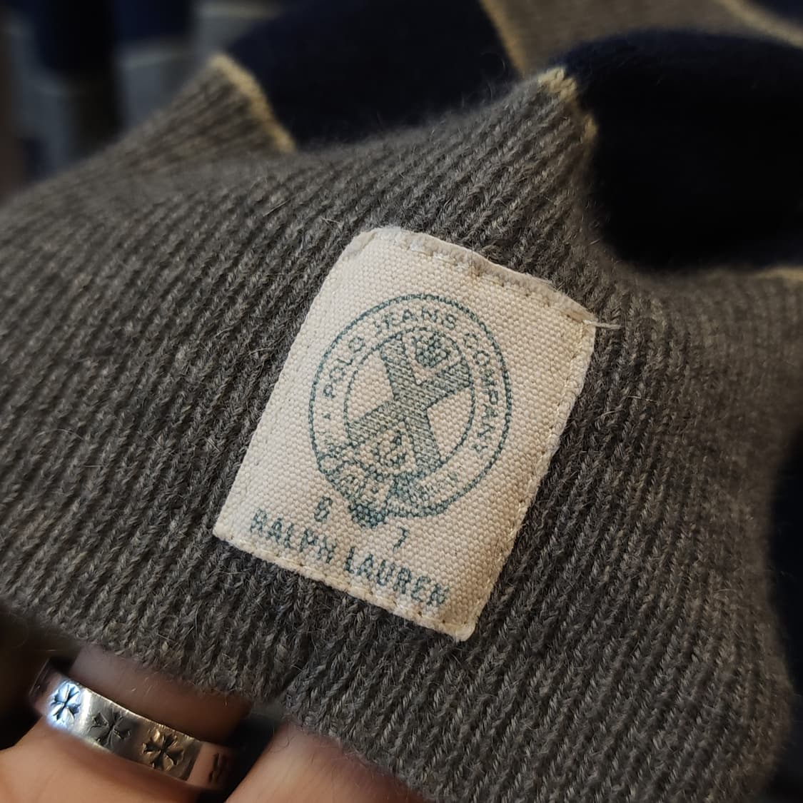 90s 폴로 캐시미어 니트 클래식 니트 스트라이프 패턴 XL 상품이미지8