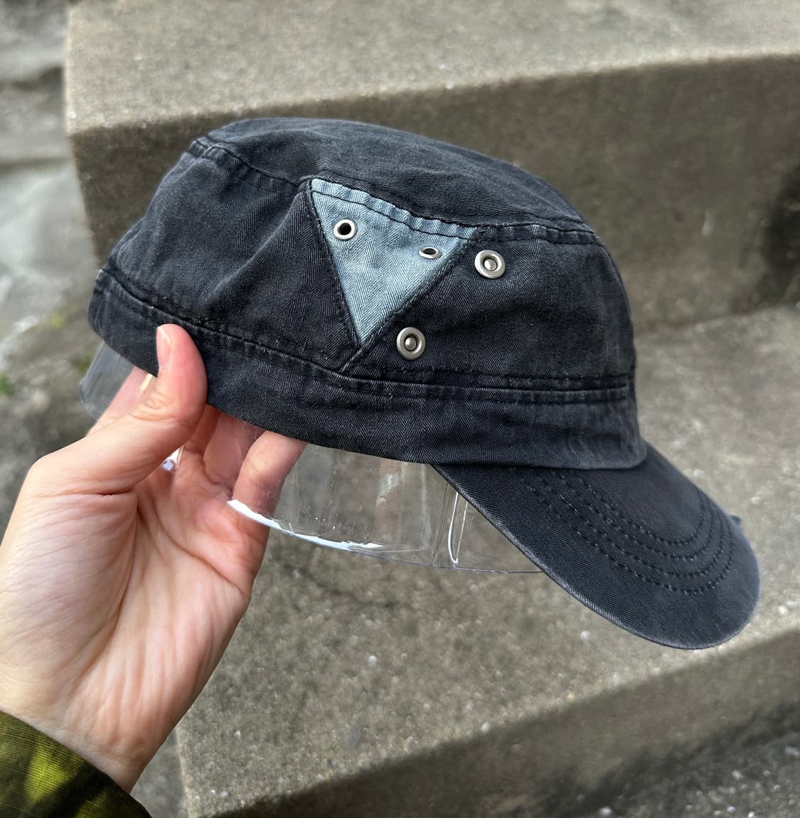 Black washing denim point grunge cap 상품이미지4