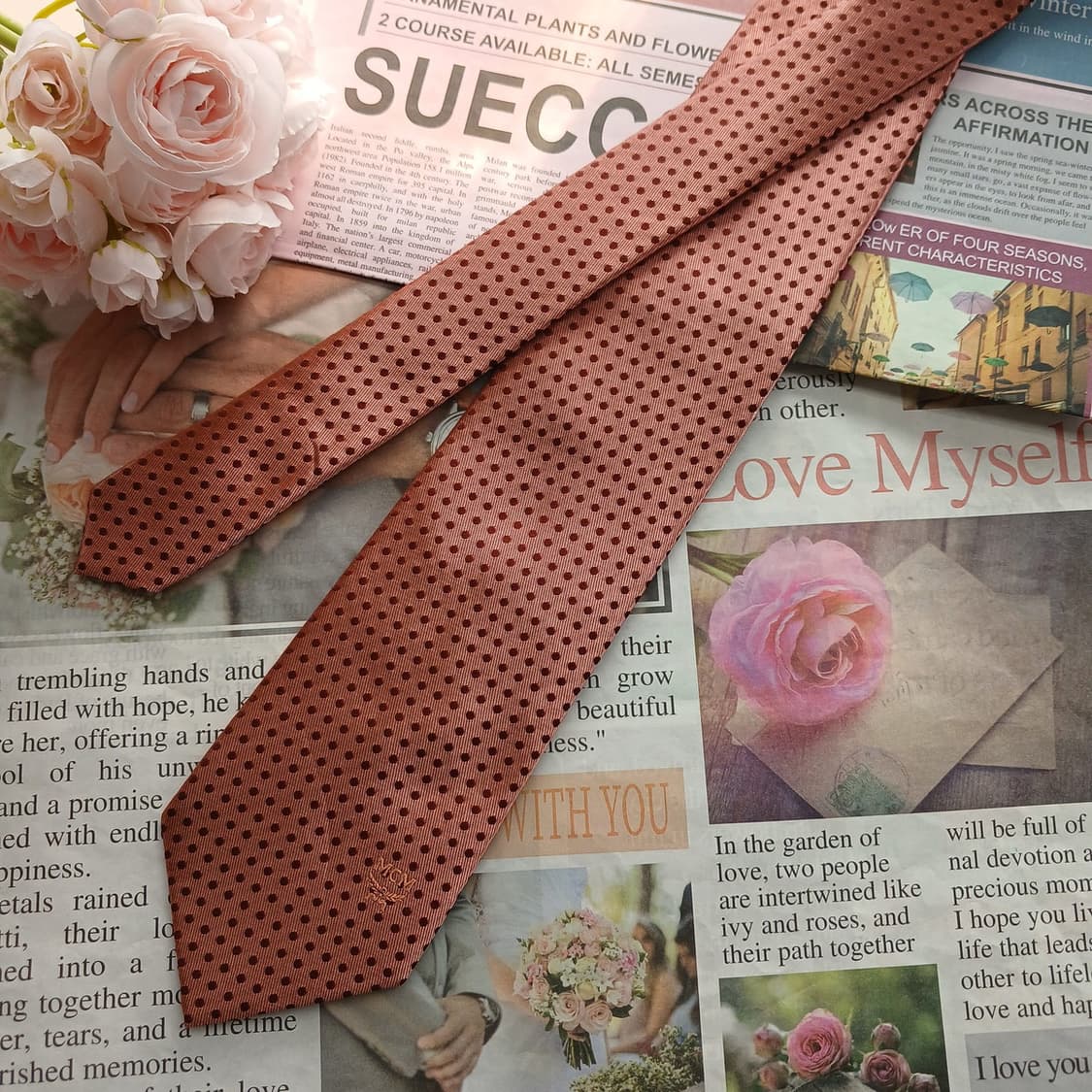 MCM 실크 핑크 도트 슬림 넥타이 7.9cm A등급 A18654
 상품이미지3