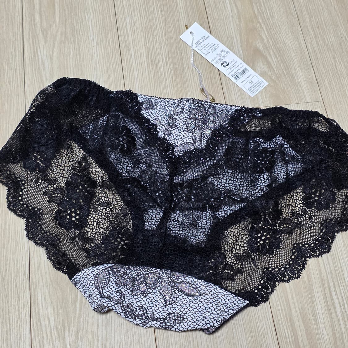 엘라호야) 레이스 글리터 블랙 시스루 란제리여성 팬티 새상품 상품이미지2